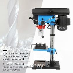 Electric Bench Top 9 Speed Pillar Drill Press & Table Stand 16mm Chuck 550 W UK